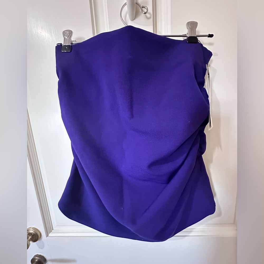 Zara Bold Purple Strapless Draped Top - Picture 2 of 16